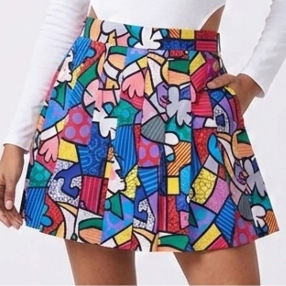 TAIL Pop Art Pleated Mini Skirt Abstract Geometric Colorful Retro Size 4